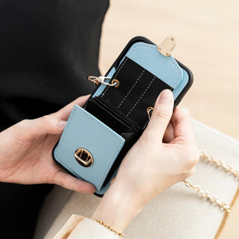 Personalized Epsom Leather iPhone Wallet Case - Handcrafted Slim Fit