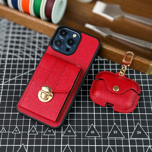 Personalized Epsom Leather iPhone Wallet Case - Handcrafted Slim Fit