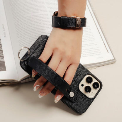 Handcrafted Leather Wallet Case for iPhone 11–17 Pro Max – Custom Initials | Strapcrafted