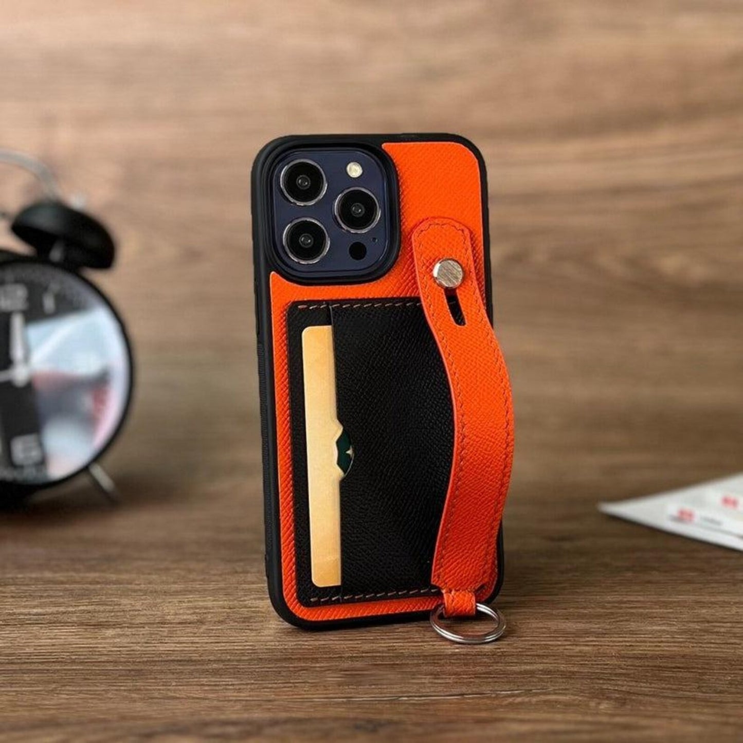 Handcrafted Leather Wallet Case for iPhone 11–17 Pro Max – Custom Initials | Strapcrafted