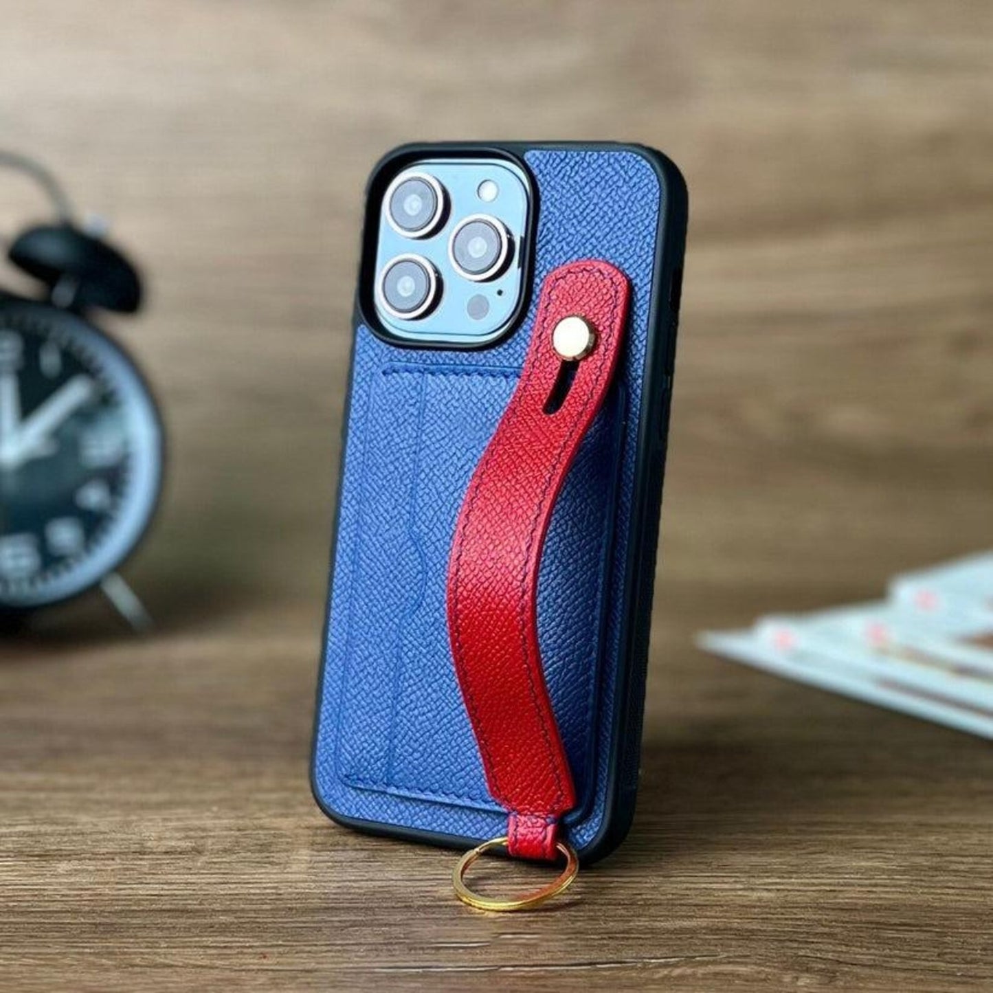 Handcrafted Leather Wallet Case for iPhone 11–17 Pro Max – Custom Initials | Strapcrafted