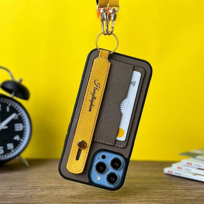 Handcrafted Leather Wallet Case for iPhone 11–17 Pro Max – Custom Initials | Strapcrafted