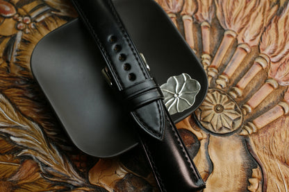 Handmade Shell Cordovan Shinki Leather Black Watch Strap - Premium Japan
