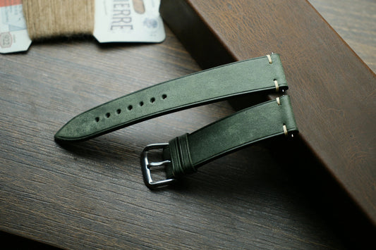 Handmade Maya Green Slim Leather Watch Strap - Premium Quality