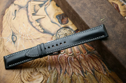 Handmade Vegtan Black Leather Watch Strap - Premium Quality