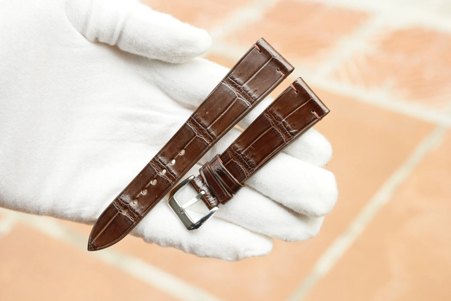 Handmade Brown Alligator Vietnam Minimalist Leather Watch Strap