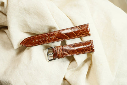 Handmade Ostrich Light Brown Leather Watch Strap - Premium Exotic
