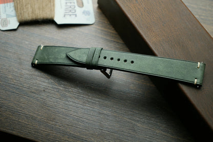 Handmade Maya Green Slim Leather Watch Strap - Premium Quality