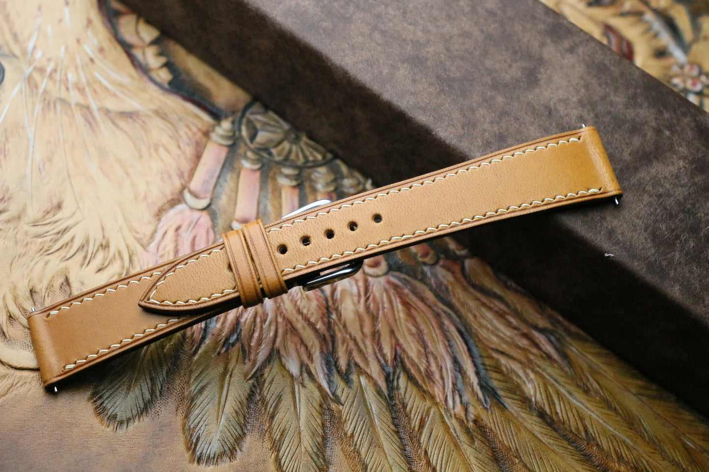 Handmade Vegtan Tan Leather Watch Strap - Personalized Premium Quality