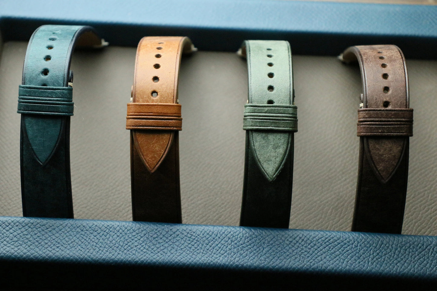 Handmade Maya Green Slim Leather Watch Strap - Premium Quality