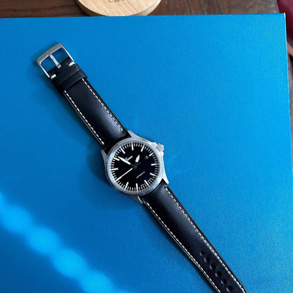 Handmade Vegtan Black Leather Watch Strap - Premium Quality