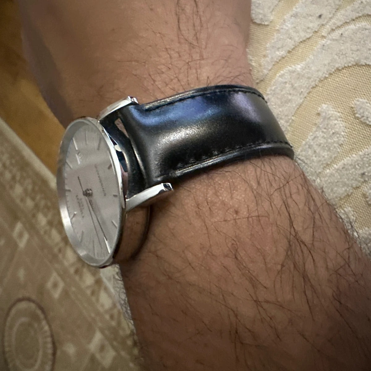 Handmade Shell Cordovan Shinki Leather Black Watch Strap - Premium Japan