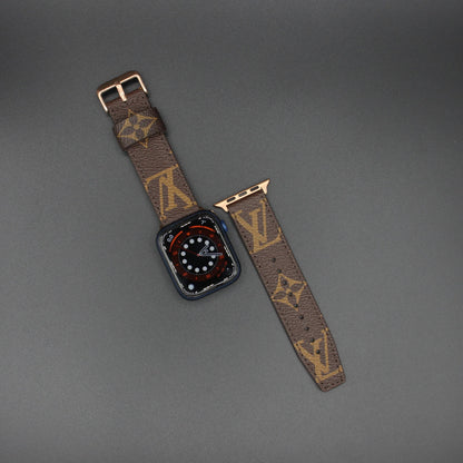 Authentic LV Monogram Beige Apple Watch Strap - Genuine Leather Band