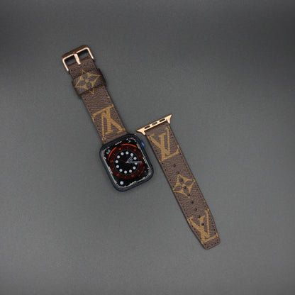 Authentic LV Monogram Beige Apple Watch Strap - Genuine Leather Band