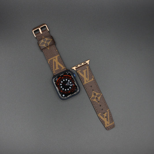 Authentic LV Monogram Beige Apple Watch Strap - Genuine Leather Band
