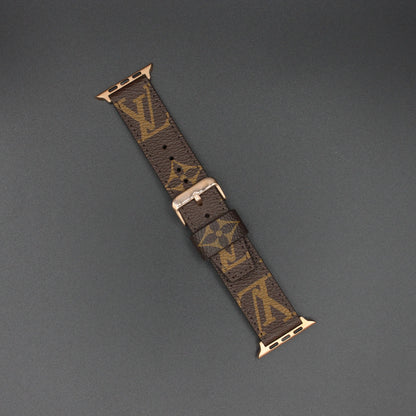 Authentic LV Monogram Beige Apple Watch Strap - Genuine Leather Band