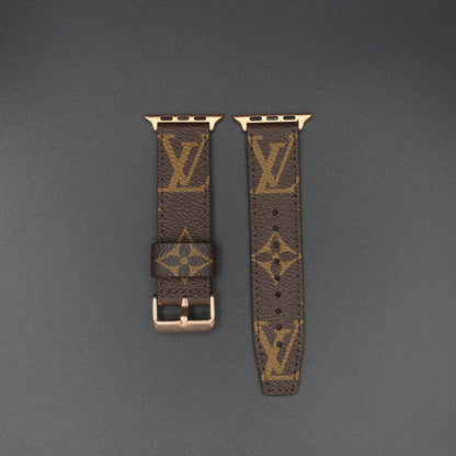 Authentic LV Monogram Beige Apple Watch Strap - Genuine Leather Band
