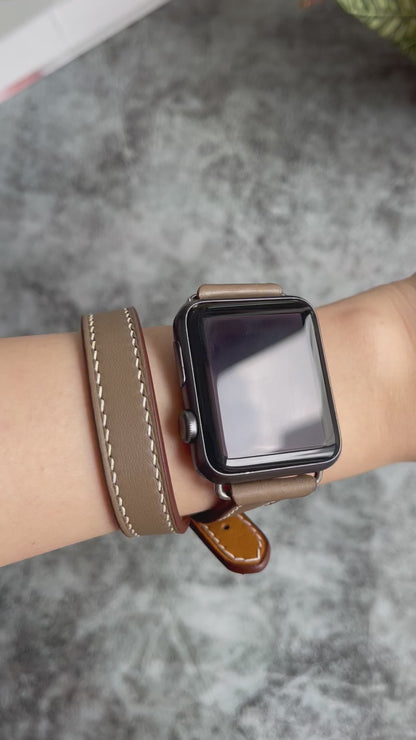 Double Wrap Leather Watch Band - Swift Leather Apple Watch Strap