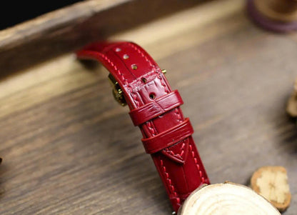 Oxblood Red Alligator Leather Watch Strap - Handmade 14-24mm