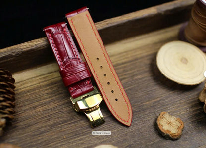 Oxblood Red Alligator Leather Watch Strap - Handmade 14-24mm